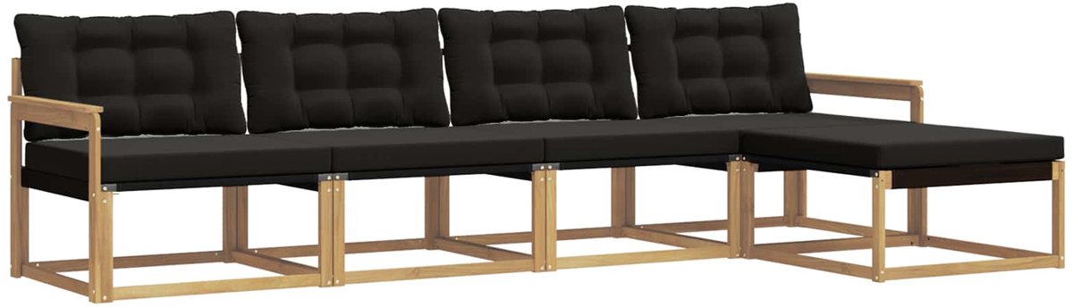 vidaXL Buiten - bank - set - 5 - st - 5-zits - Wit - en - zwart Wit en zwart