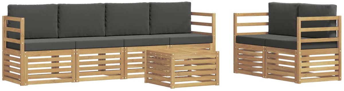 vidaXL Buiten - bank - set - 7 - st - 6-zits - Wit - en - antracietkleurig - Polyester Wit en antracietkleurig