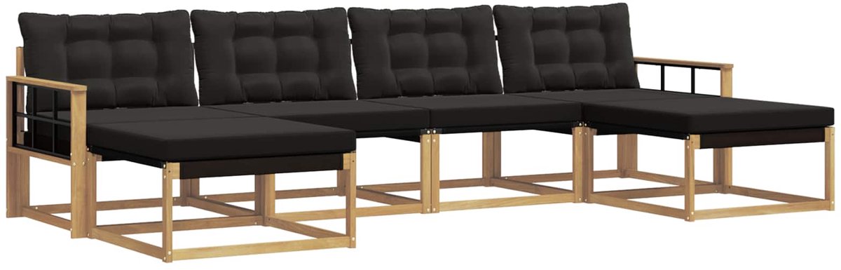 vidaXL Buiten - bank - set - 6 - st - 6-zits - Wit - en - zwart Wit en zwart