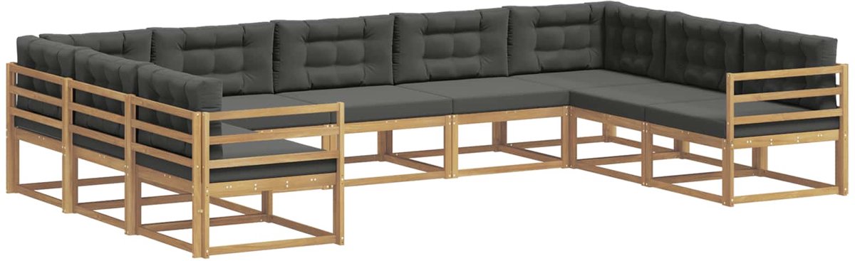 vidaXL Buiten - bank - set - 9 - st - 9-zits - Wit - en - antracietkleurig Wit en antracietkleurig