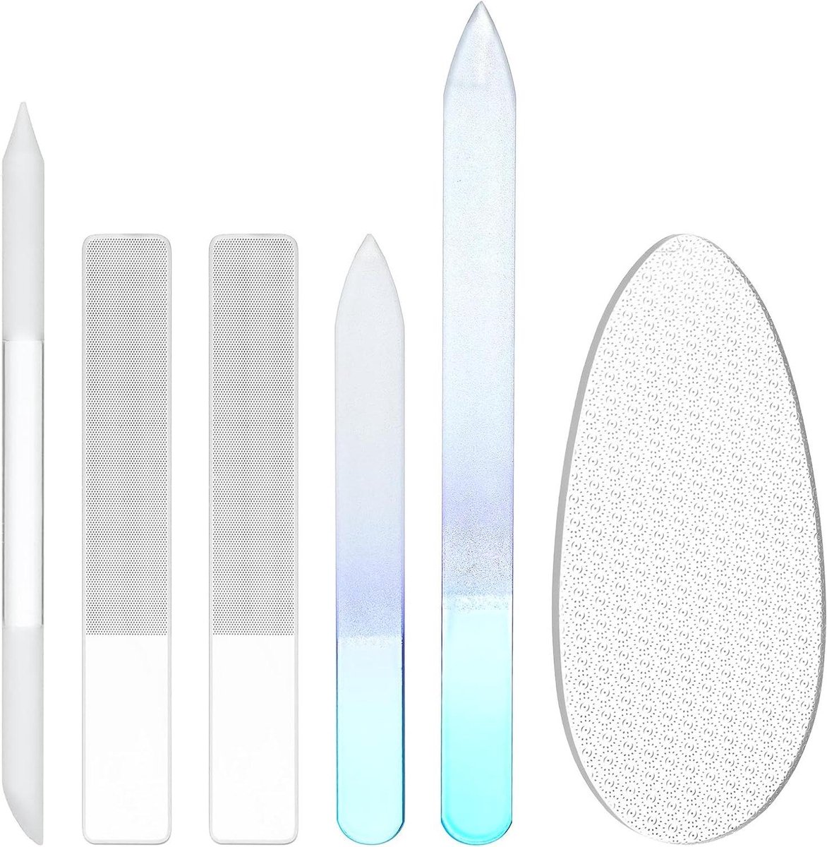 Glazen Nagelvijlen Set - Manicure Pedicure Gereedschap - Nagels Vormen Polijsten - 6-Delige Set Inclusief Accessoires