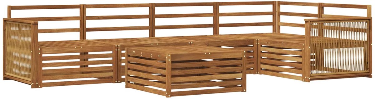vidaXL Buiten - bank - set - 6 - st - 5-zits - Naturel - Massief - Acacia - Hout