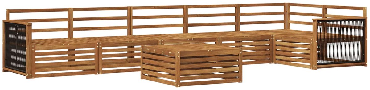 vidaXL Buiten - bank - set - 7 - st - 6-zits - Naturel - Massief - Acacia - Hout