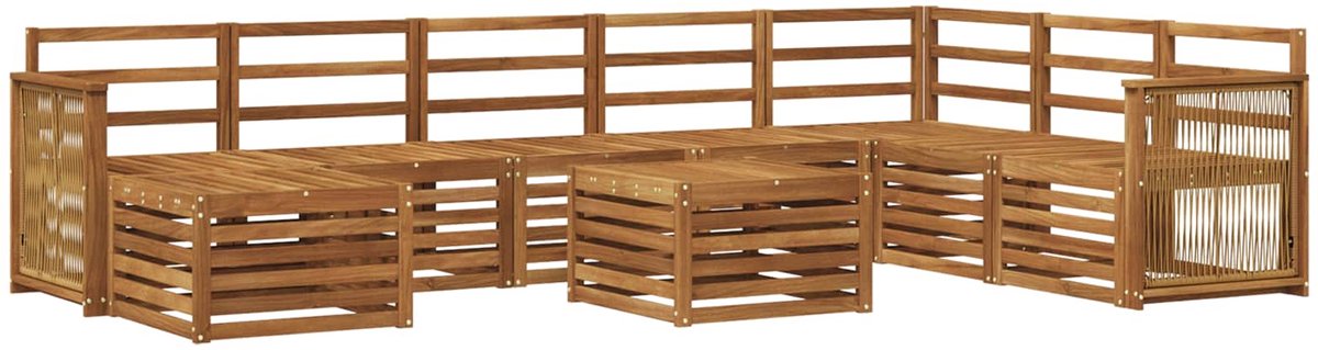 vidaXL Buiten - bank - set - 9 - st - 8-zits - Naturel - Massief - Acacia - Hout