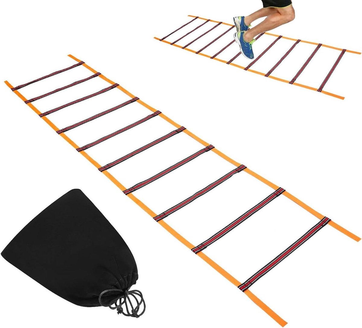 Snelheidsladder - Oefenladder Uitrusting - Behendigheidstraining - Reflecterende Technologie - 44x500 cm - Oranje