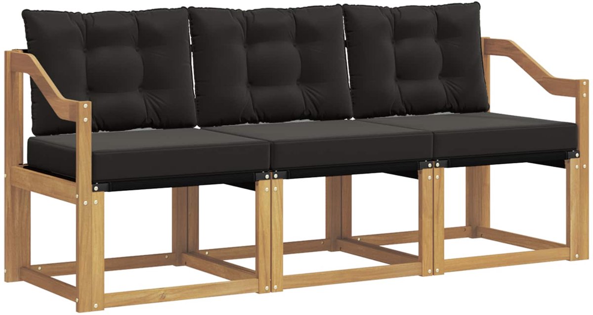 vidaXL Buiten - bank - set - 3 - st - 3-zits - Wit - en - zwart Wit en zwart