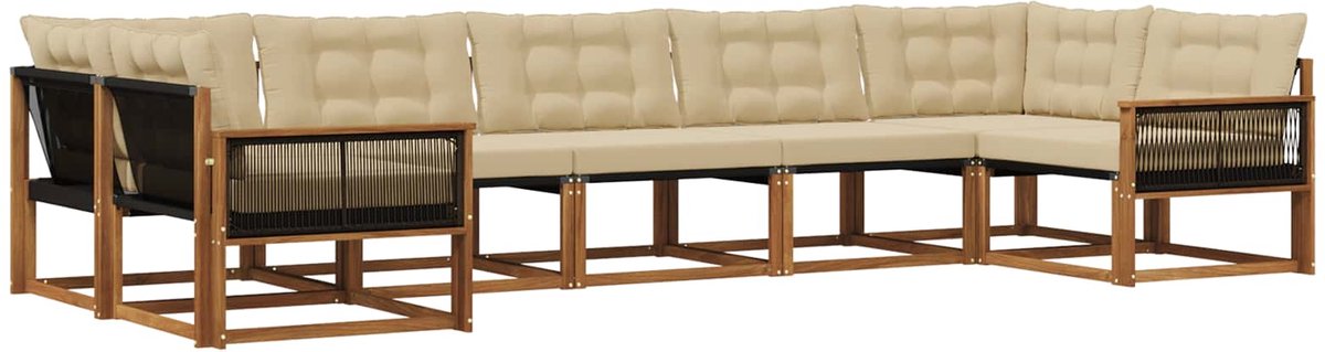 vidaXL Buiten - bank - set - 7 - st - 7-zits - Natuurlijk - en - Beige Natuurlijk en Beige
