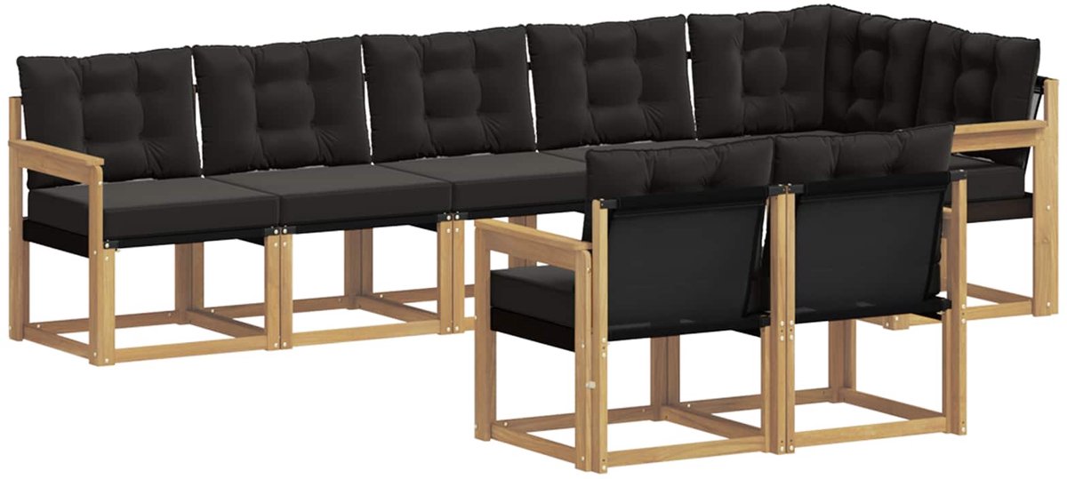 vidaXL Buiten - bank - set - 8 - st - 7-zits - Wit - en - zwart Wit en zwart