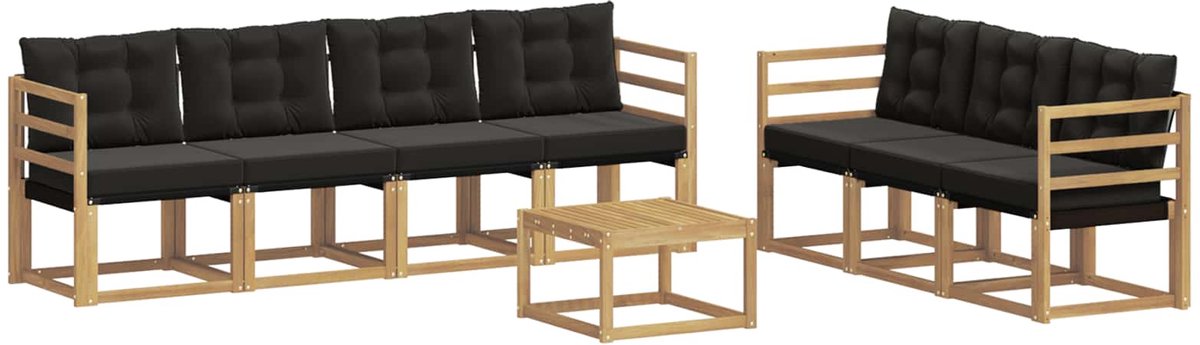 vidaXL Buiten - bank - set - 8 - st - 7-zits - Wit - en - zwart Wit en zwart