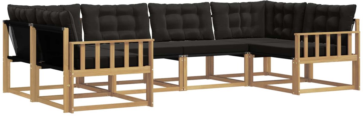 vidaXL Buiten - bank - set - 6 - st - 6-zits - Wit - en - zwart Wit en zwart
