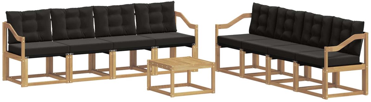 vidaXL Buiten - bank - set - 9 - st - 8-zits - Wit - en - zwart Wit en zwart
