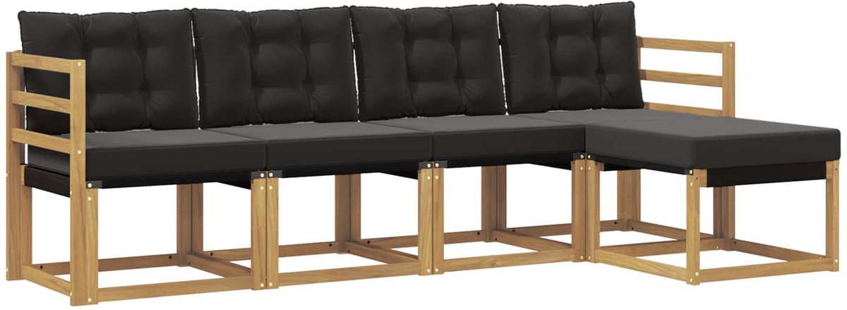 vidaXL Buiten - bank - set - 5 - st - 5-zits - Wit - en - zwart Wit en zwart