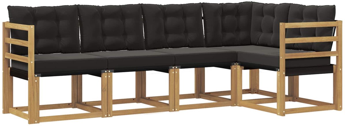 vidaXL Buiten - bank - set - 5 - st - 5-zits - Wit - en - zwart Wit en zwart