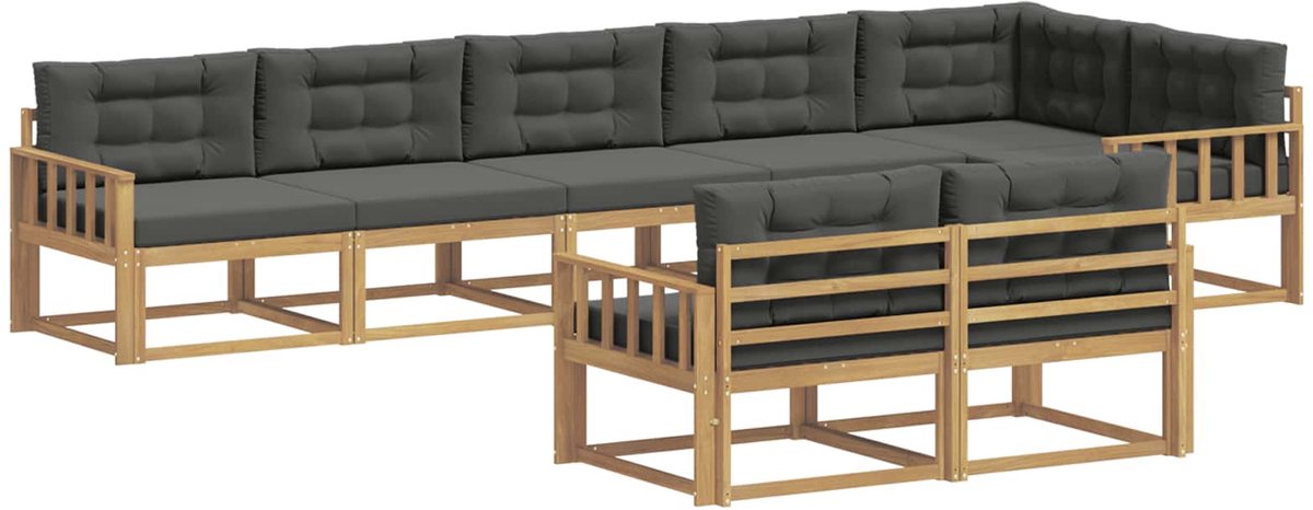 vidaXL Buiten - bank - set - 6 - st - 8-zits - Wit - en - antracietkleurig - Polyester Wit en antracietkleurig