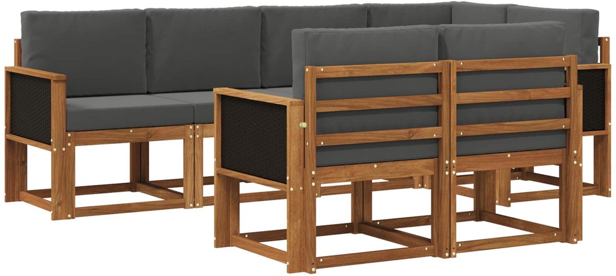 vidaXL Buiten - bank - set - 7 - st - 7-zits - Natuurlijk - en - Antraciet - Polyester Natuurlijk en Antraciet