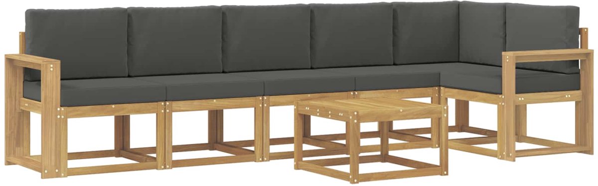 vidaXL Buiten - bank - set - 7 - st - 6-zits - Wit - en - antracietkleurig - Polyester Wit en antracietkleurig