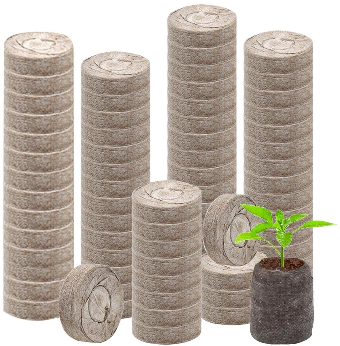 Potgrond voor Binnenplanten - Plantenvoeding Substraat - Zaailingen Starten - Snel Uitzettend Vermogen - 100 stuks - Bruin