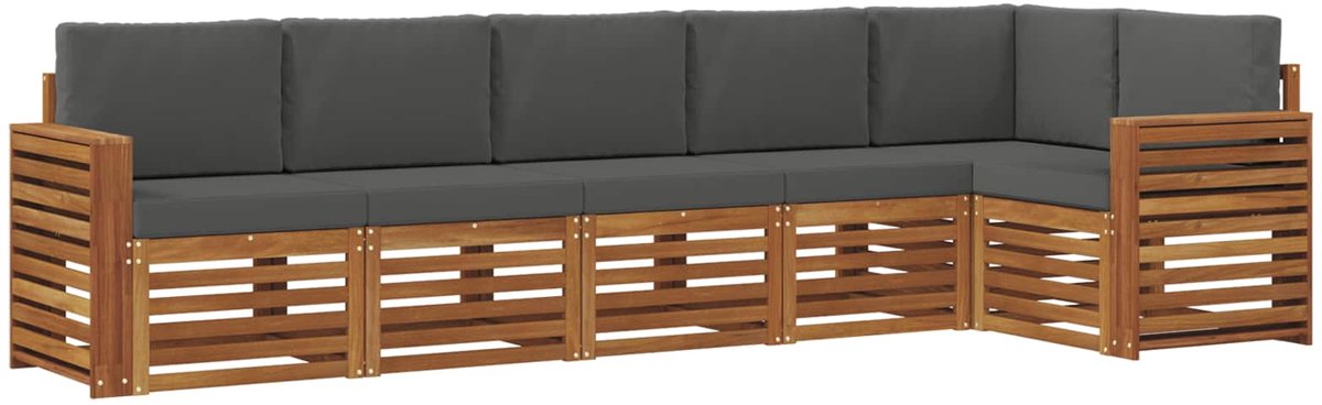 vidaXL Buiten - bank - set - 6 - st - Natuurlijk - en - Antraciet - Polyester Natuurlijk en Antraciet