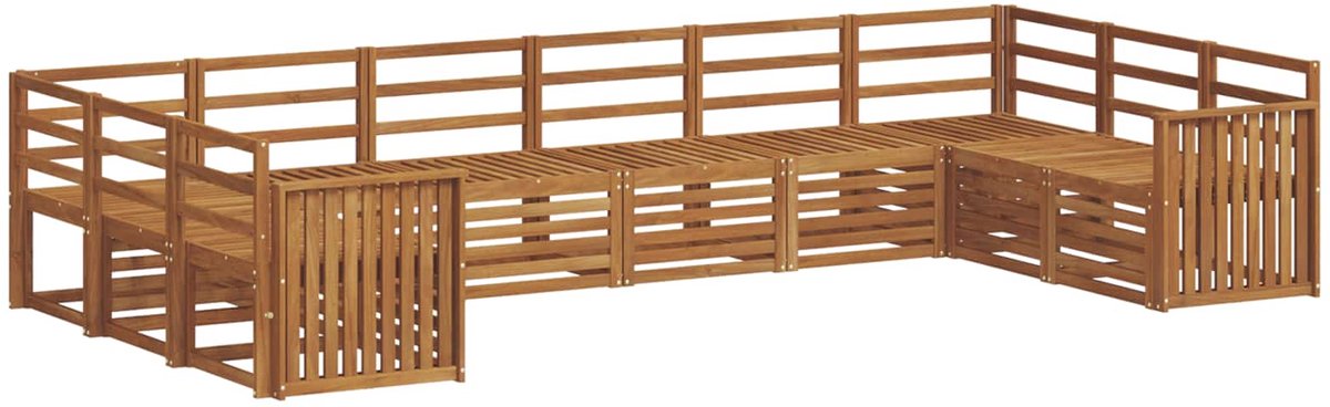 vidaXL Buiten - bank - set - 10 - st - 10-zits - Naturel - Massief - Acacia - Hout