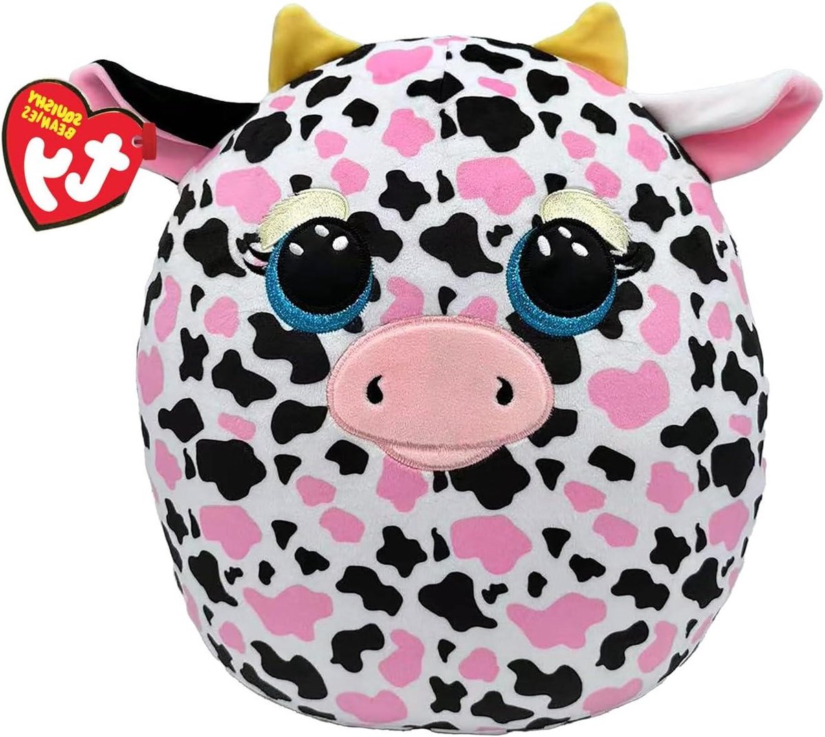 Pluche Koe Knuffel - Zacht Dier Pluche Kussen - Verzamelen en Knuffelen - Glitterogen - 33 cm - Meerkleurig