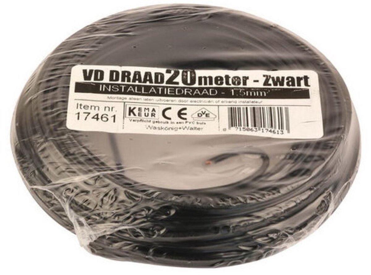 Besli VD-Draad 1,5 mm² - Zwart - 20meter