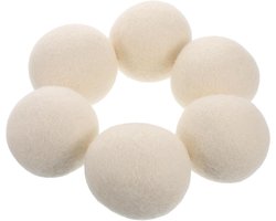 Set van 6 droogballen – herbruikbare viltballen – antistatisch – hulpmiddel voor de was – klit niet – vermindert kreuken – herbruikbaar – natuurlijk wasverzachter – versnelt het droogproces in de wasmachine en wasdroger – diameter 6 cm