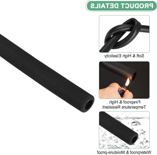Set van 4 Isolatie Schuim Buizen, 18mm ID, 28mm OD, 200mm Lengte, Flexibel Schuim voor Handgreep Ondersteuning, Gitaarstandaard en Dakdragers — afbeelding 5