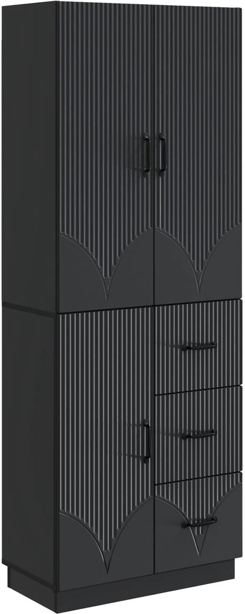 vidaXL Kast - Set - 2 - st - Zwart - Bewerkt - hout