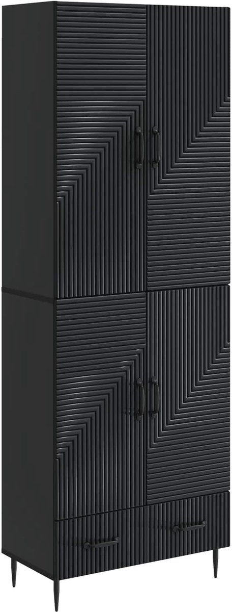 vidaXL Kast - Set - 2 - st - Bewerkt - hout Zwart