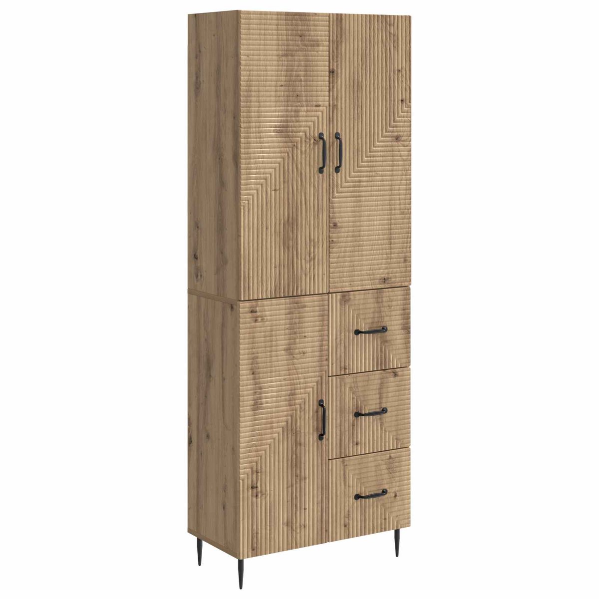 vidaXL Kast - Set - 2 - st - Artisanaal - eiken - Bewerkt - hout Artisanaal eiken