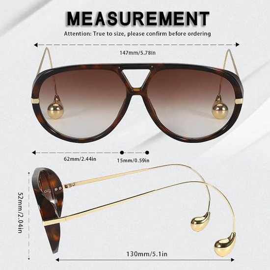 Luxe Aviator Zonnebril - 2 Stuks - Retro Pilotenbril met Unieke Druppel Pootjes - Oversized Festival Bril - Piloten Zonnebril - Sunglasses - Gepolariseerde - UV400 Bescherming - Unisex - Bruin & Blauw Glazen - Stijlvolle Aviator Bril - SOLLBRY® van Luxe — afbeelding 4