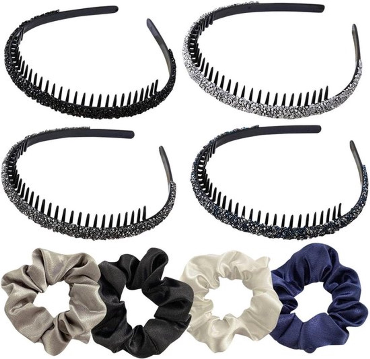 Set van strass-verf en haarringen voor haardecoratie met glanzende hoofdbanden
