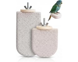 Natuurlijke Mineralen Vogelzitstokken - 2 Stuks, Ideaal voor Parkieten en Valentina Parkieten, Beugelaccessoire voor Klauwen en Snavelverzorging