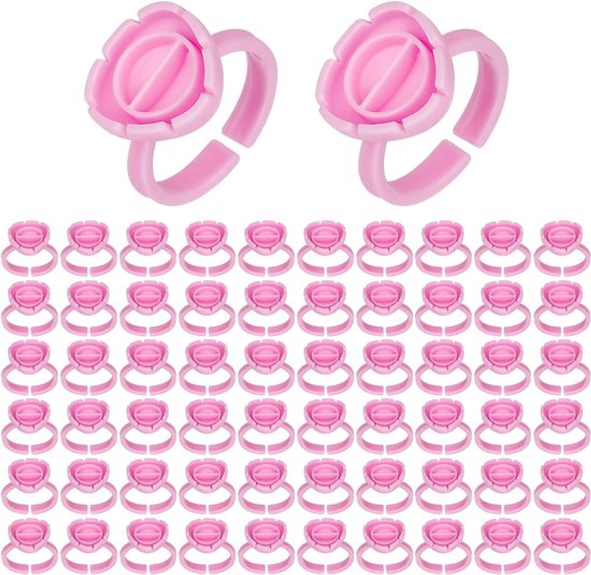Wegwerp Lijmringen voor Wimpers, 100 stuks, Roze - Ideaal voor Wimperverlengingen