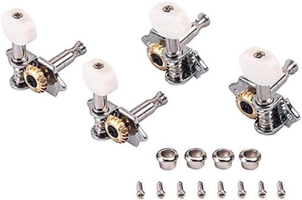 Stemmachines met witte knop voor Ukulele en 4-snarige Gitaar