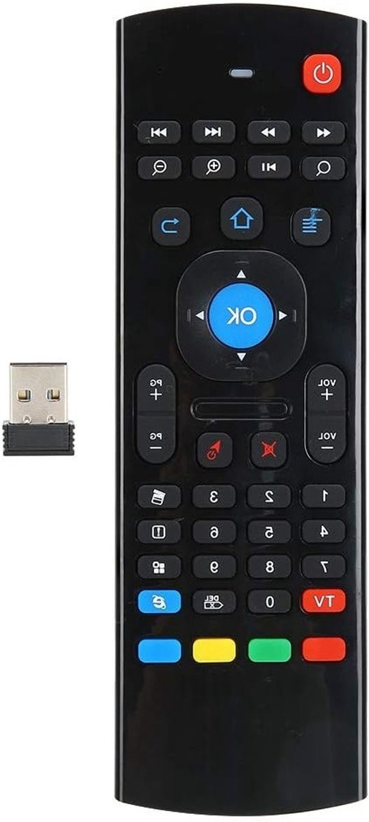 Draadloze 2.4G Air Fly Mouse met 6-Assen Gyroscoop en G Sensor voor Computer, TV en Spelconsole