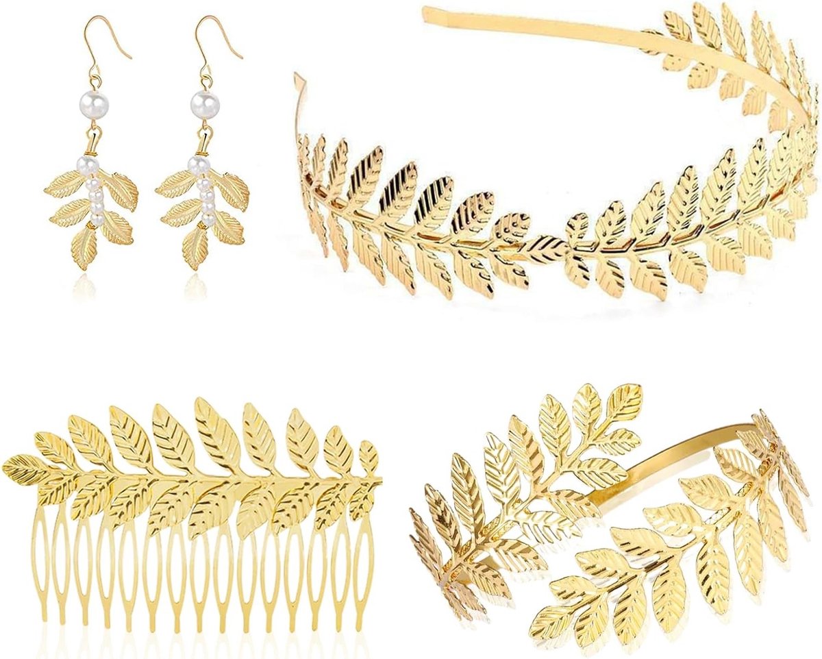 Griekse Godin Kostuum Accessoires Set met Tiara, Armbanden en Sieraden voor Feestjes