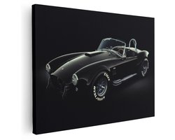 Artaza Canvas Schilderij Shelby Cobra - 120x90 cm - Wanddecoratie Auto - Muurdecoratie Klassieke Sportwagen - Vintage Schilderijen Op Canvas - Zwart