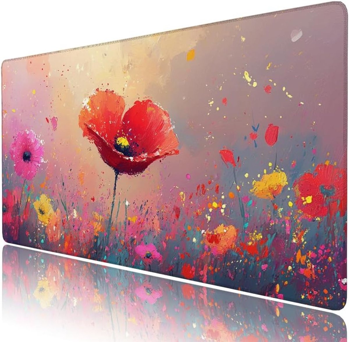 Grote XXL Muismat voor Gaming en Bureau, Antislip Rubber Basis, Bloemdesign 500x250x3mm