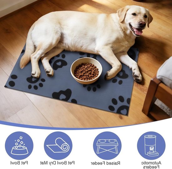 Absorberende Voer Mat voor Honden en Katten 40x60cm, Waterdicht en Antislip, Ideaal voor Eten en Drinkbakken, Vlekbestendig en Sneldrogend — afbeelding 4