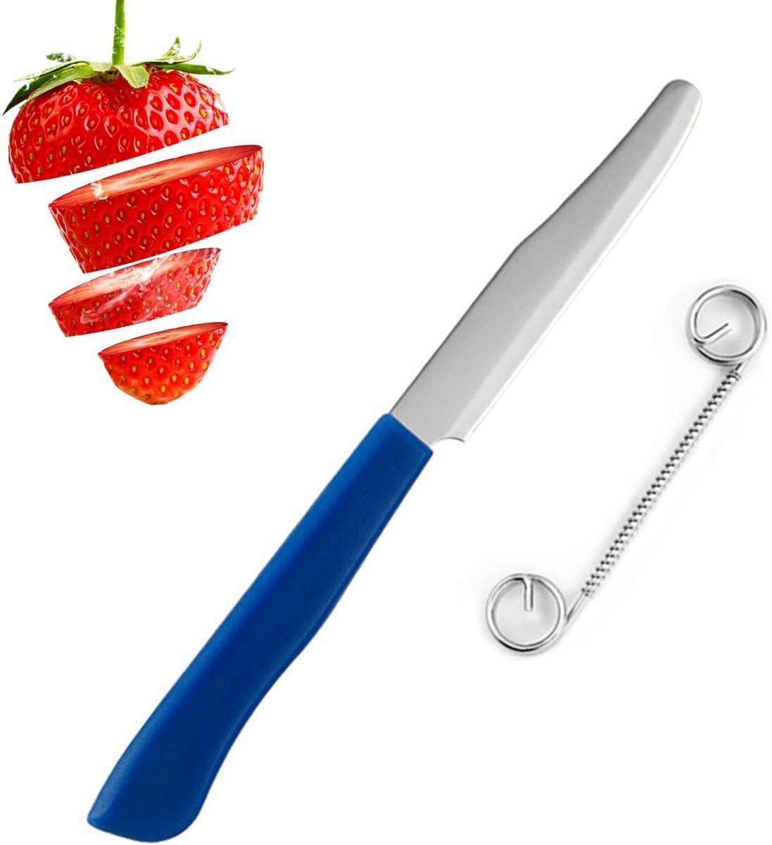 Multifunctioneel 3-in-1 Fruitmes met Verstelbare Veer, Snelle Snijder voor Groenten en Fruit, Makkelijk Schoon te Maken, Ideaal voor Komkommers en Meer (Verpakking van 1)
