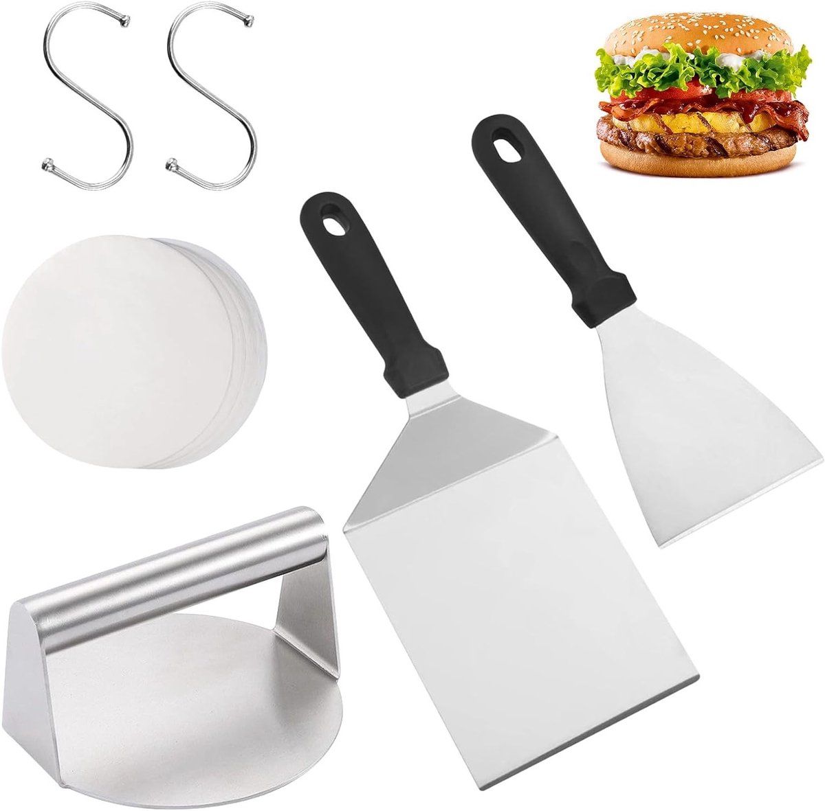 Professionele BBQ Hamburger Set - Roestvrij staal - 5 stuks - Grill accessoires