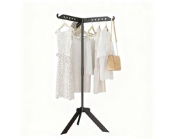 Droogrek voor kleding, 360° rotatie, opvouwbaar, in hoogte verstelbaar tot 136 cm, zwart