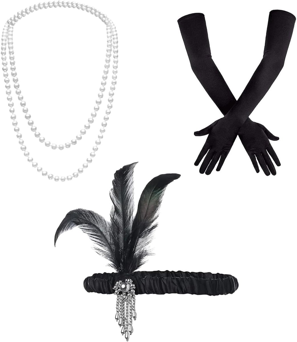Set van 4 1920s Accessoires voor Vrouwen - Gatsby Flapper Hoofdbanden en Charleston Kostuumaccessoires voor Feesten en Themafeesten