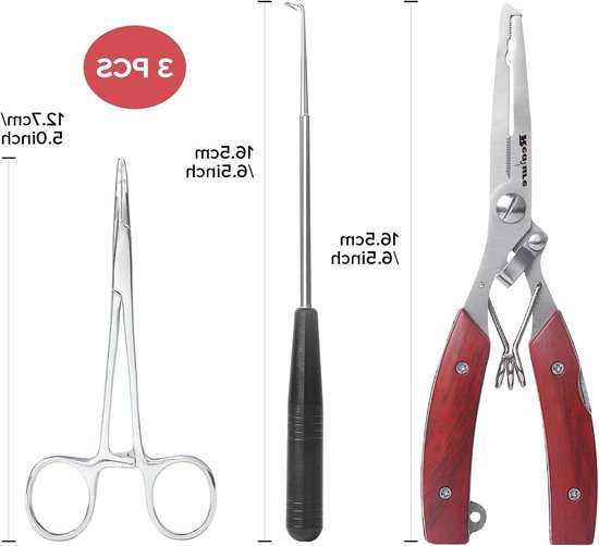 Multifunctionele Visgereedschap Set met 3 Delen: Rvs Tang, Haakopener en Lock Ring voor Vissers, Draagbaar en Duurzaam — afbeelding 2