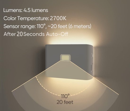 4x LED Nachtlampje met Bewegingssensor en Schemersensor - USB-C Oplaadbaar (3000mAh) - Draadloze Kastverlichting - Voor Kinderkamer, Trap, Slaapkamer, Gang van Traumheim® — afbeelding 2
