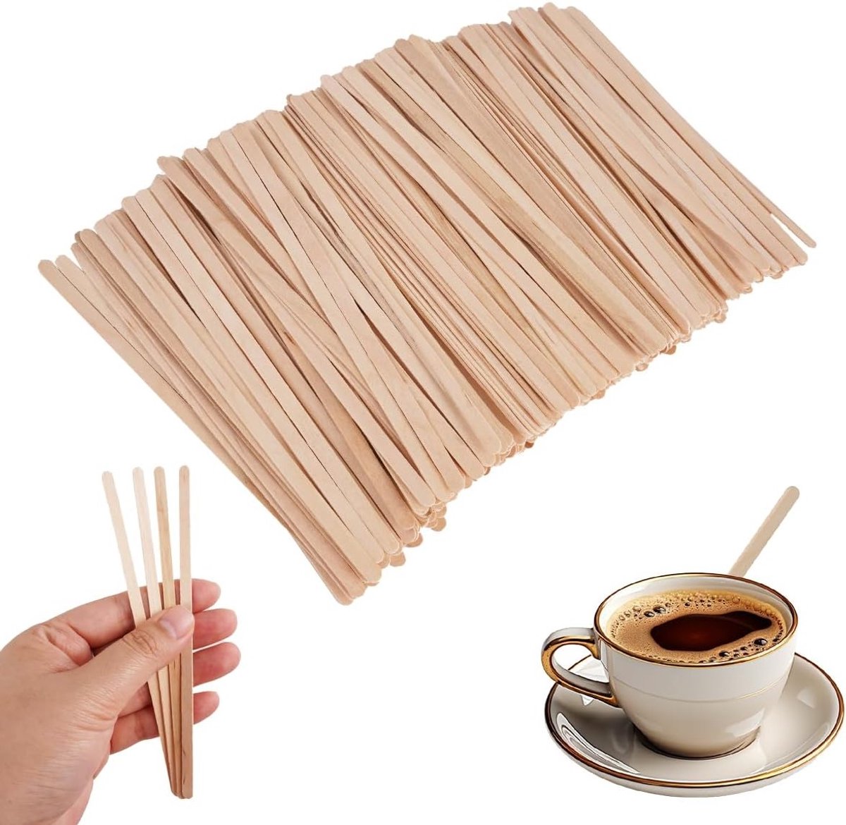 1000 Stuks Houten Roerstaafjes 14 cm - Biologisch Afbreekbare Roerstaafjes voor Koffie, Thee en Sap