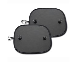 Zwart gaaszonnescherm - Nylon zijzonnescherm voor auto's - Speciaal gaaszonnescherm voor autoruiten - Sterk zuignapontwerp - Geschikt voor zijruiten - Blokkeert effectief UV-straling en verblinding - Beschermt de privacy - 1 set