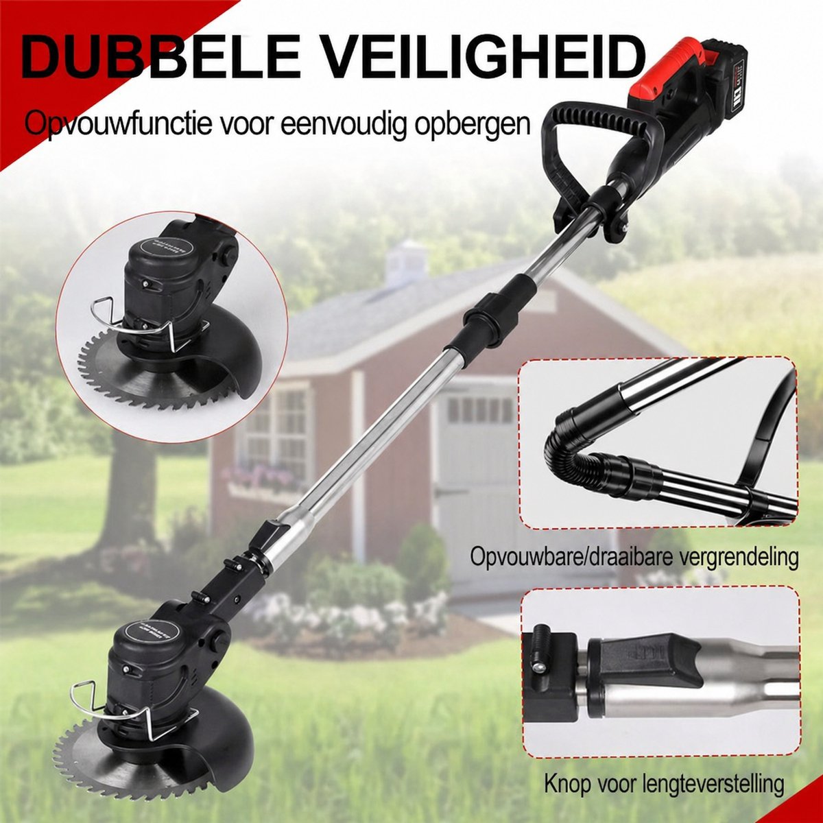 Traumheim Accu Grastrimmer met 2× 2000mAh Accu's en Oplader - met 55 Stuks Kunststof Messen - Elektrisch Grasmaaier - Bosmaaier - Accu Grasmaaier & 3-in-1 Trimmer - voor Tuin en Gazon -Verstelbaar – foto 2