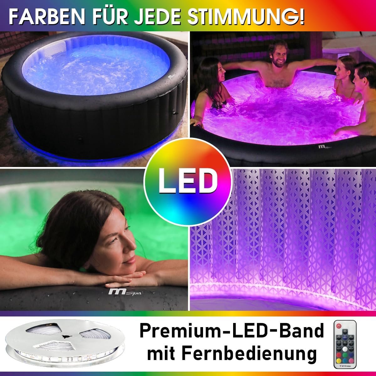 Opblaasbare Whirlpool 6 Personen 185 x 185 x 68 cm Vierkant – Outdoor Spa Jacuzzi met 132 AirJets, UVC Desinfectie, Verwarming tot 40°C, Winterbestendig, Timer & Isolerende Cover – HomebyNicole